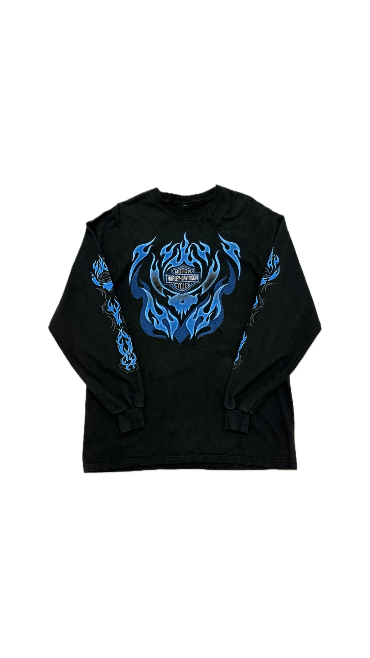 Harley-Davidson Vintage Harley Frame Long Sleeve Shirt Size L Blue