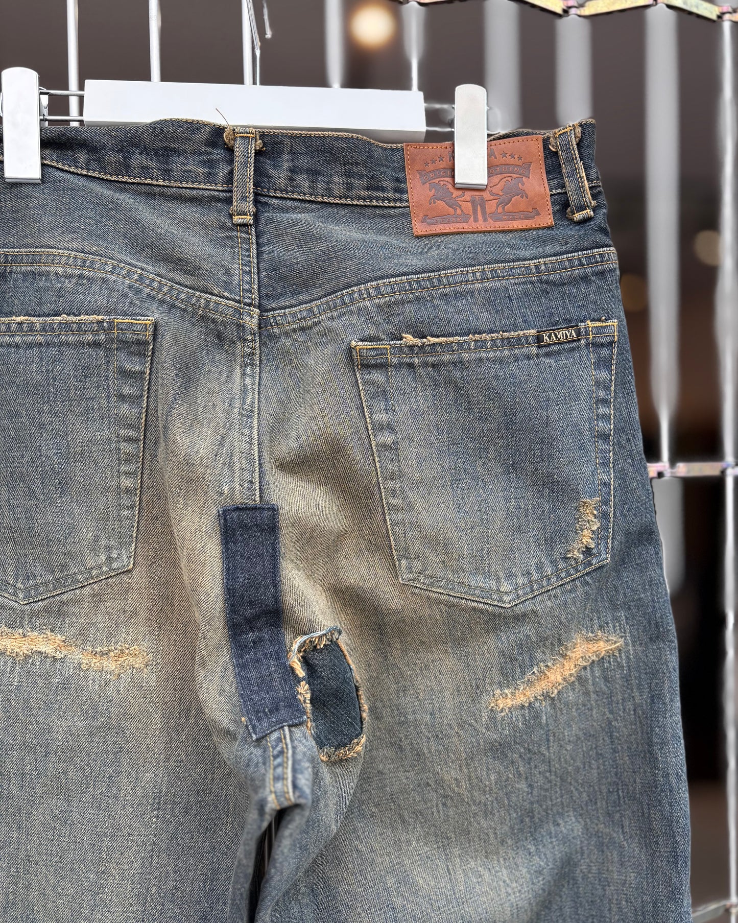 KAMIYA BORO Bootcut Wide denim pants