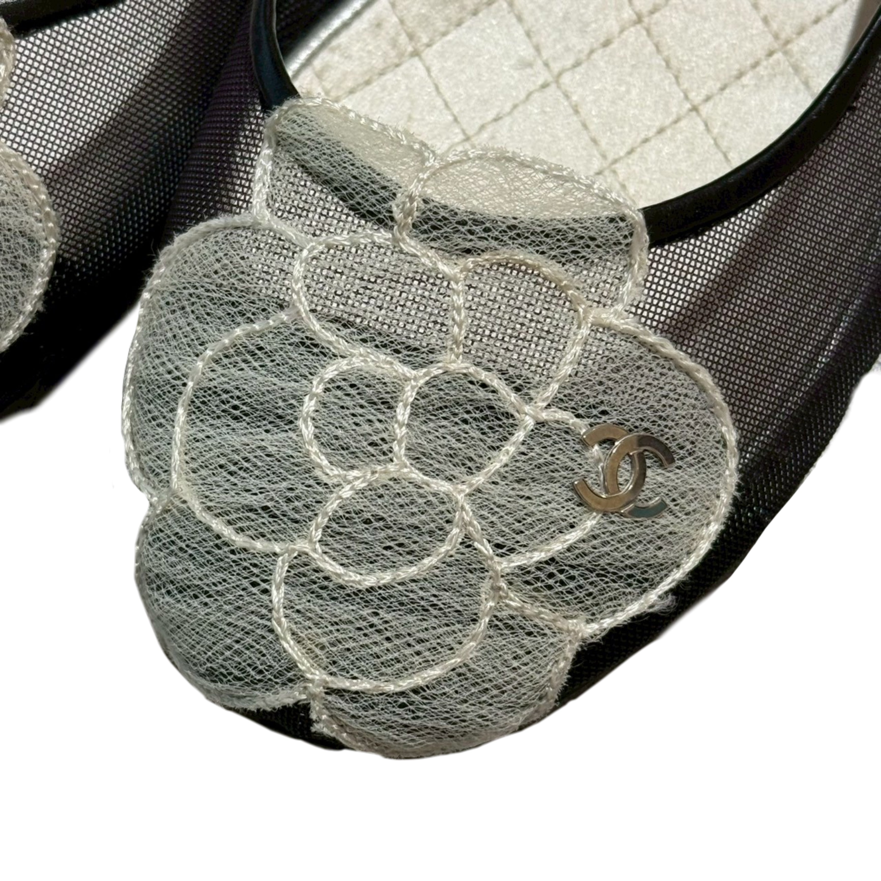 CHANEL Flat Pumps Camellia Coco Mark Black Size 34 – TENGEN Vintage
