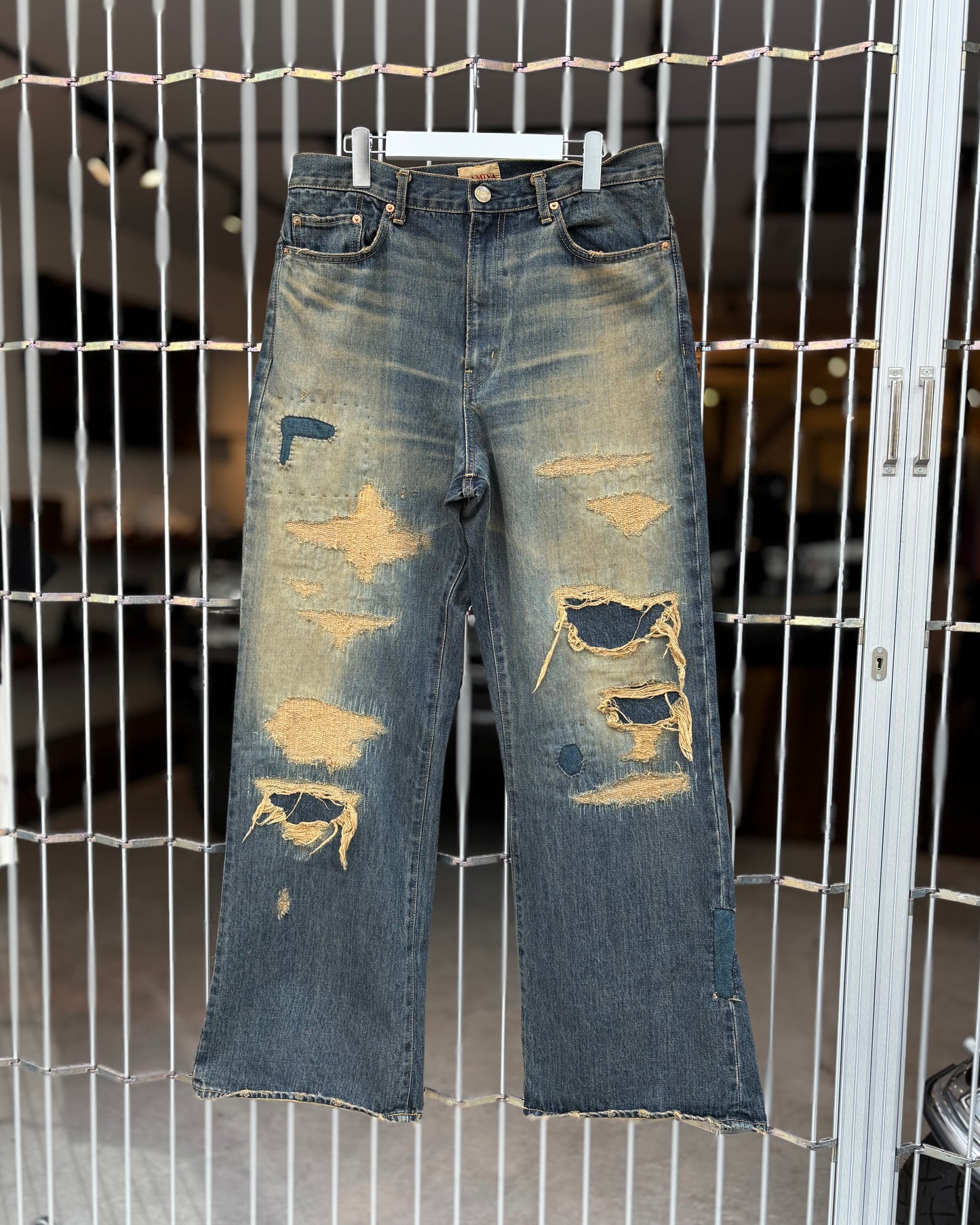 KAMIYA BORO Bootcut Wide denim pants