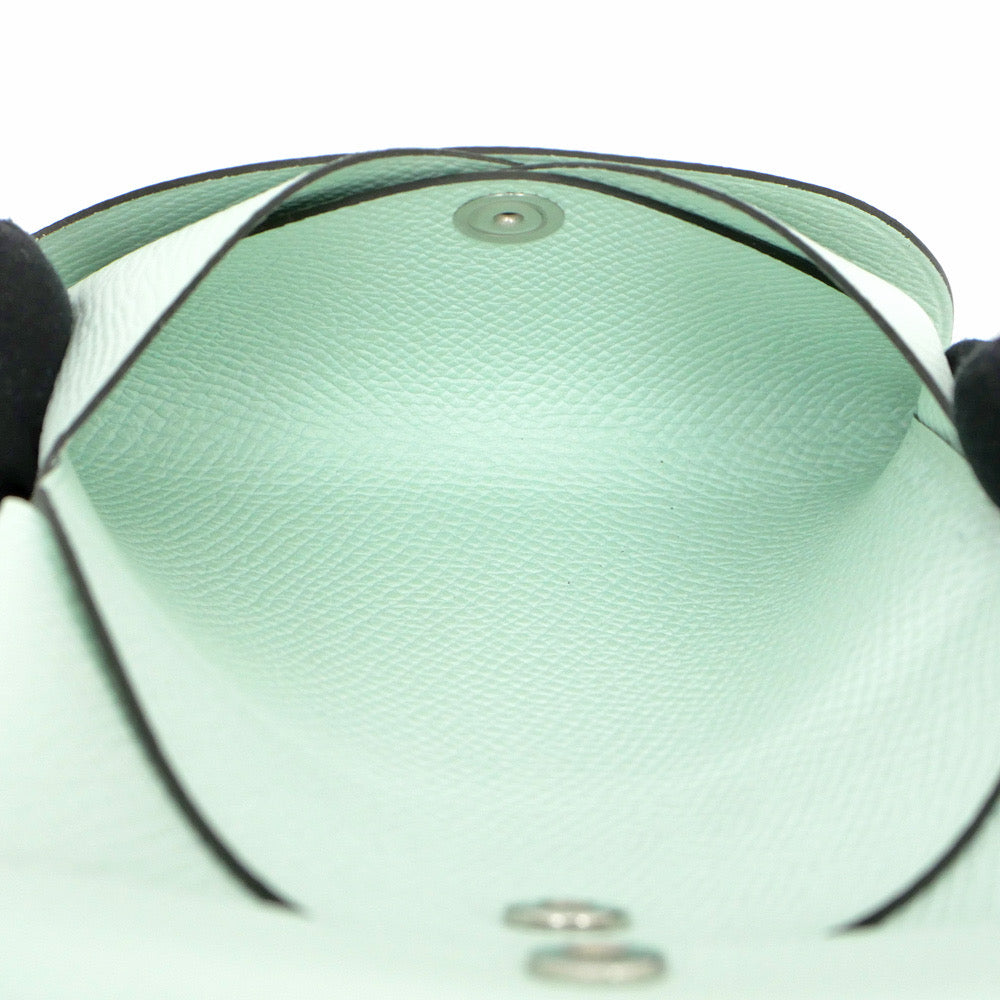 HERMES Calvi Duo Vert Peppermint with Silver Hardware Coin Case with Card Holder, Coin Pocket, Epson Leather, W Stamp