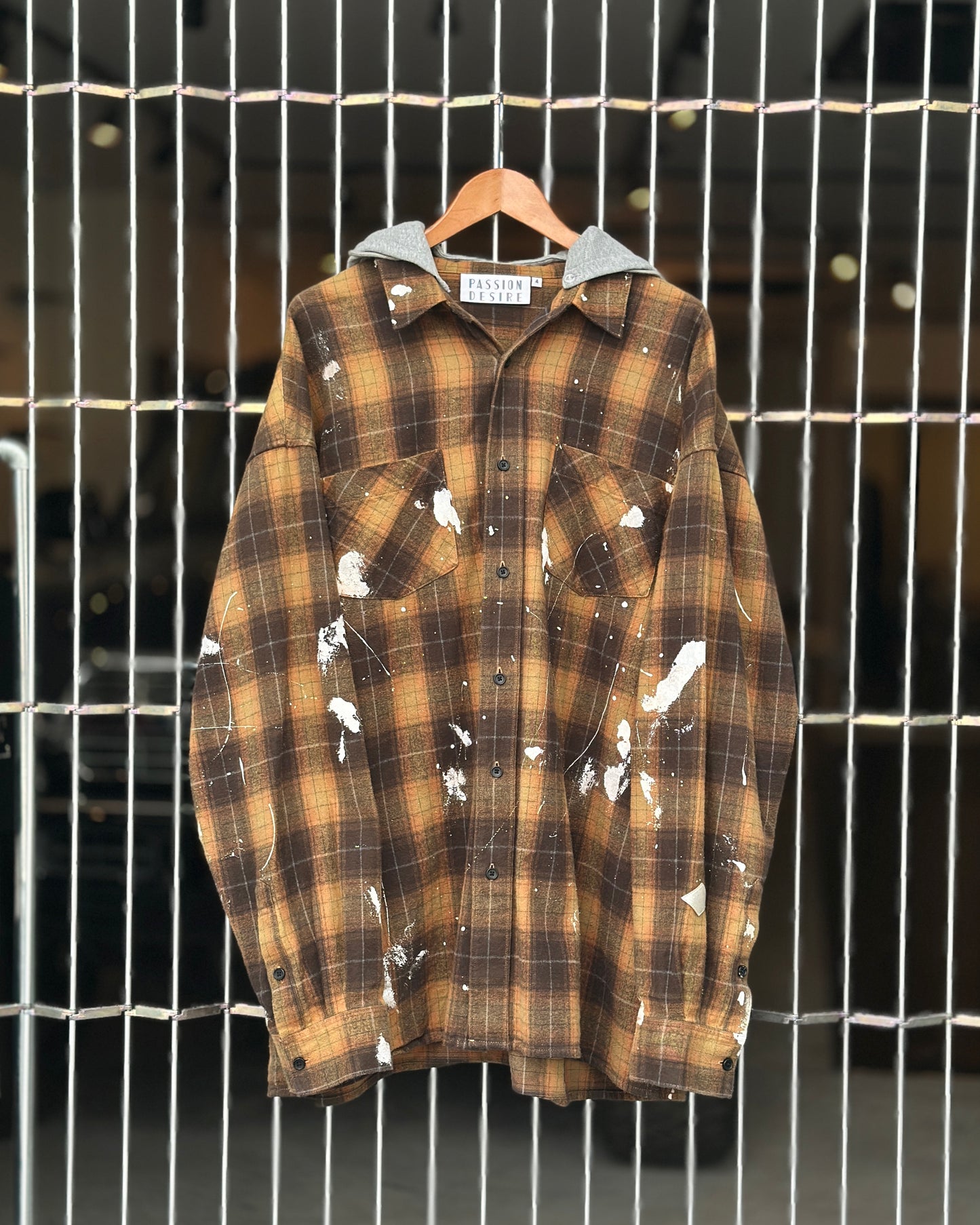 PASSION DESIRE check hoodie shirts