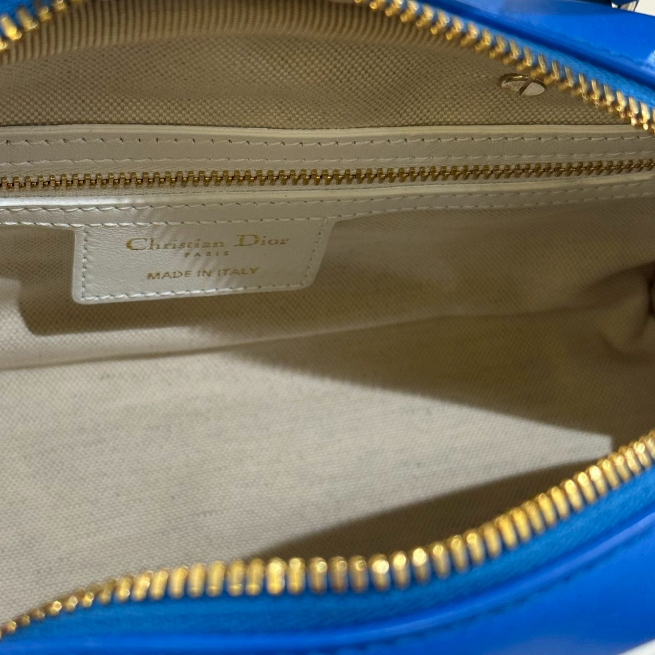 ChristianDior VIBE Small Bowling Bag in Calfskin Blue and White