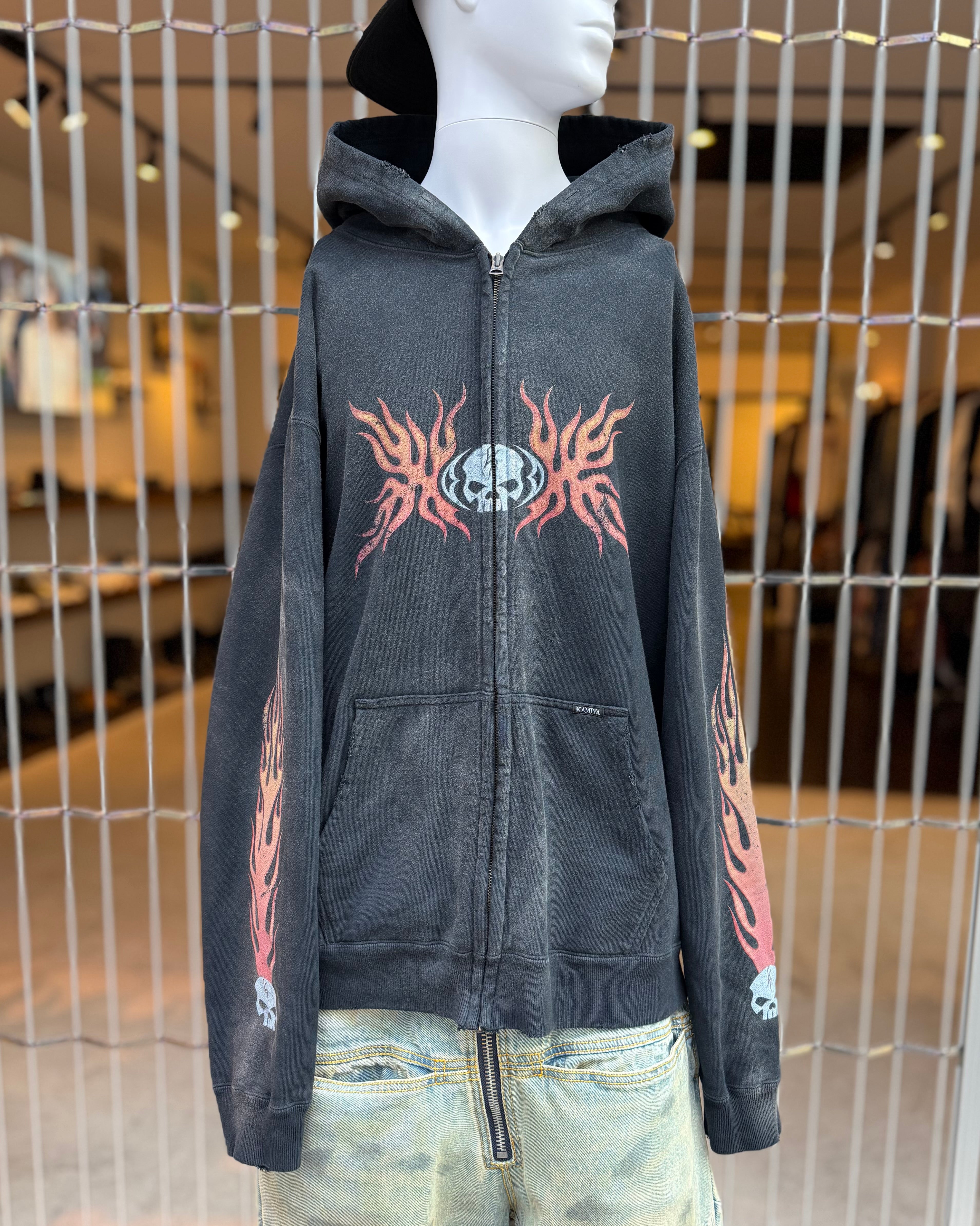 KAMIYA skull flame zip hoodie – TENGEN VINTAGE