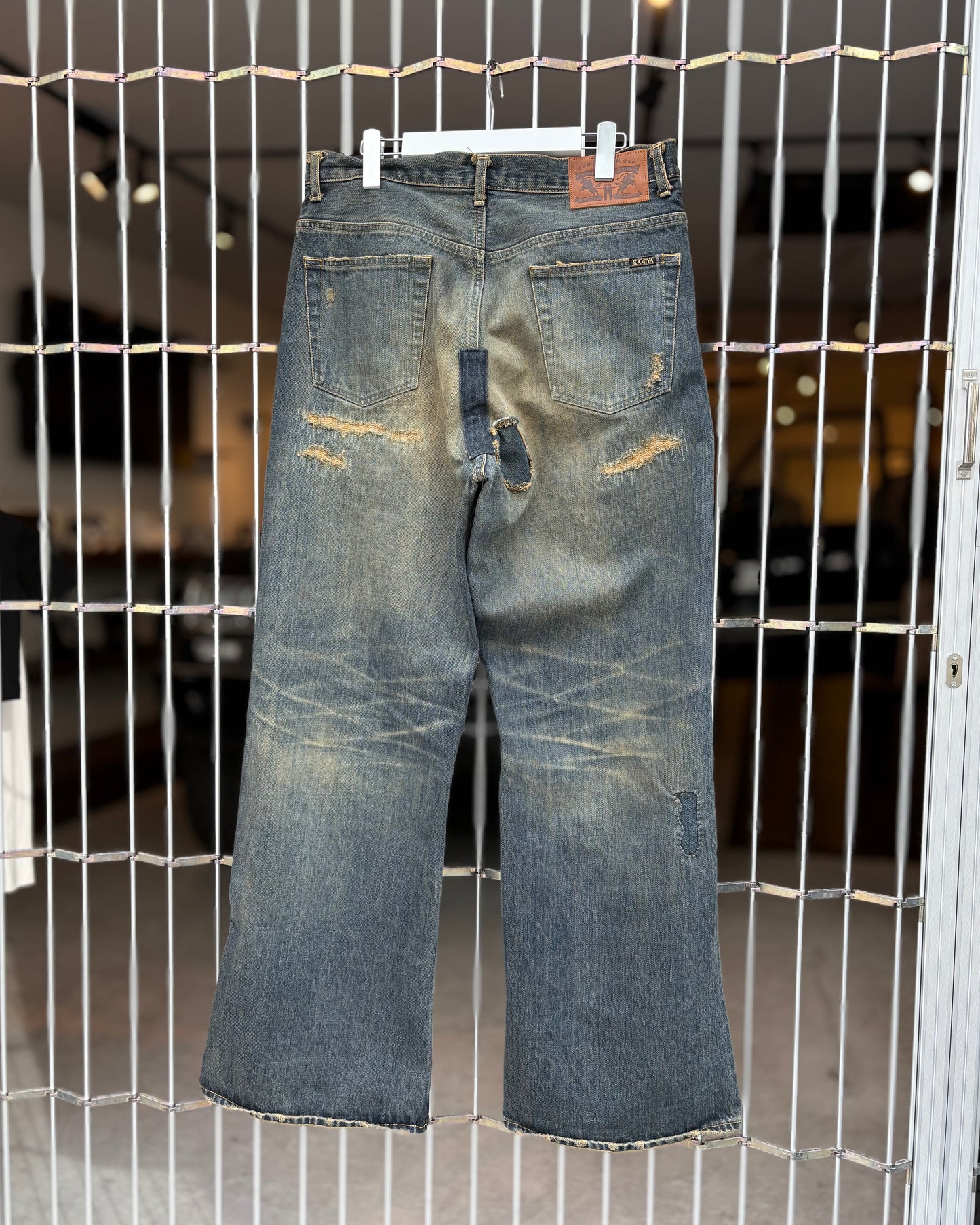 KAMIYA BORO Bootcut Wide denim pants